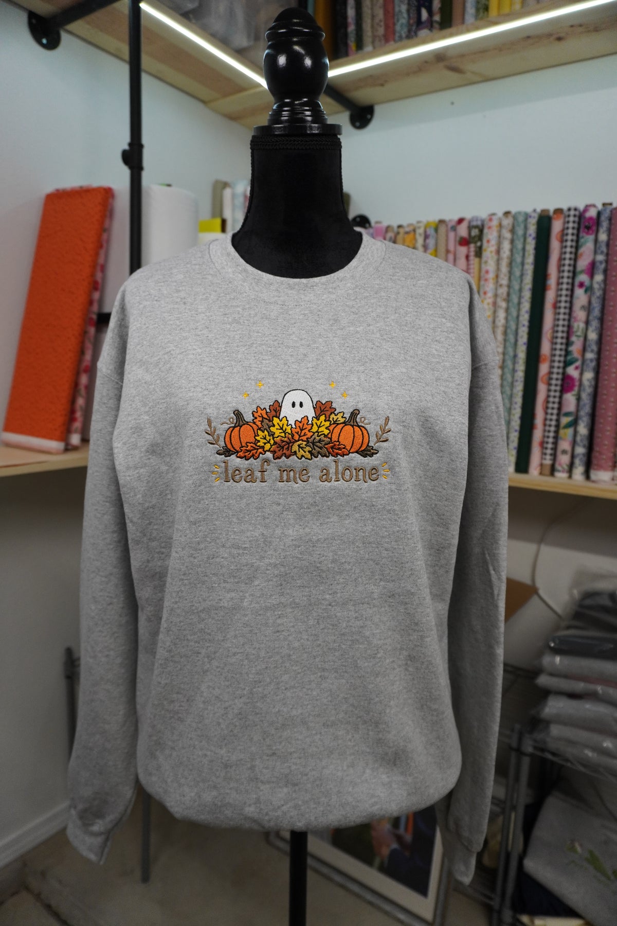 Leaf Me Alone Embroidered Gildan Sweatshirt